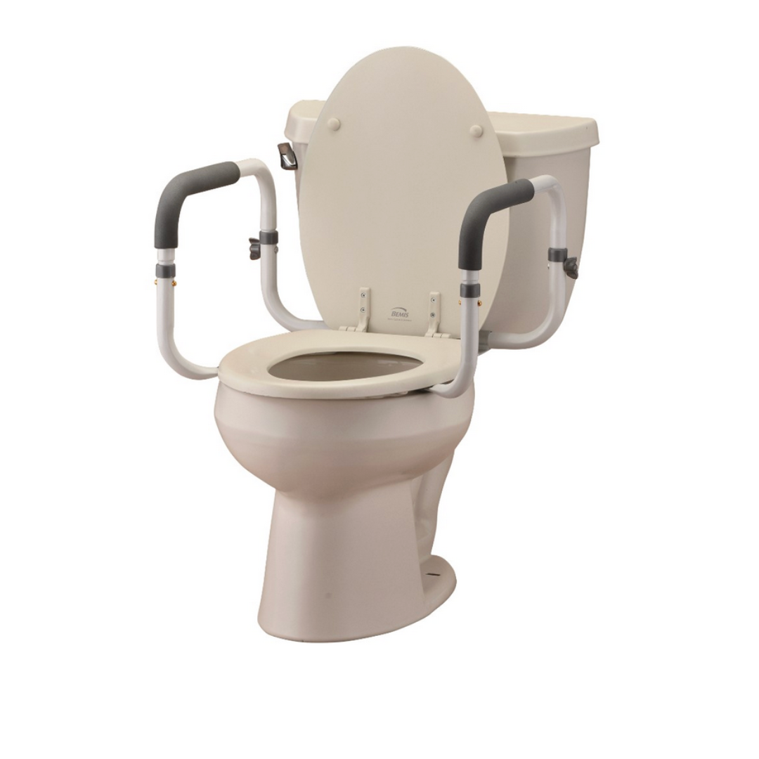The Nova Medical Toilet Support Rails 8201 bolted on to the toilet